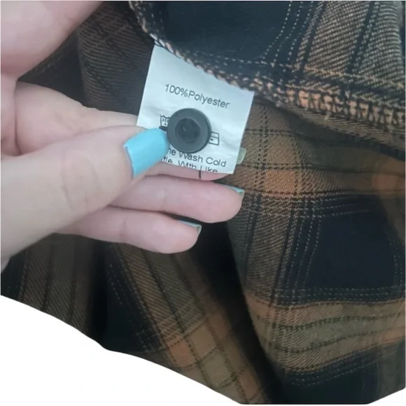 Blooming Jelly Long Sleeve Flannel Plaid Top Casual Fall Shacket Size Large - Picture 8 of 8